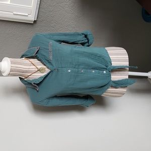 Natural Life teal gauze shirt tied xs/s